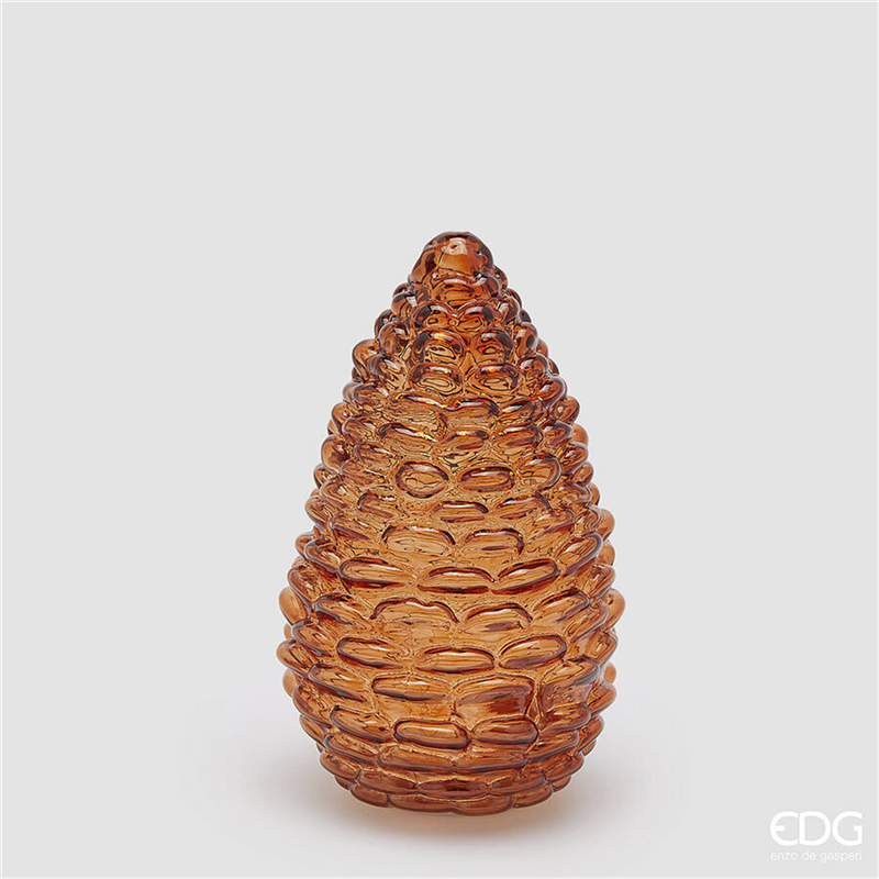 Decoro Pigna Vetro Con Led A Batteria H22 D13 Amber — immagine 2