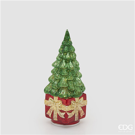 Albero Vetro Twist Rotante Led H30cm Green Red