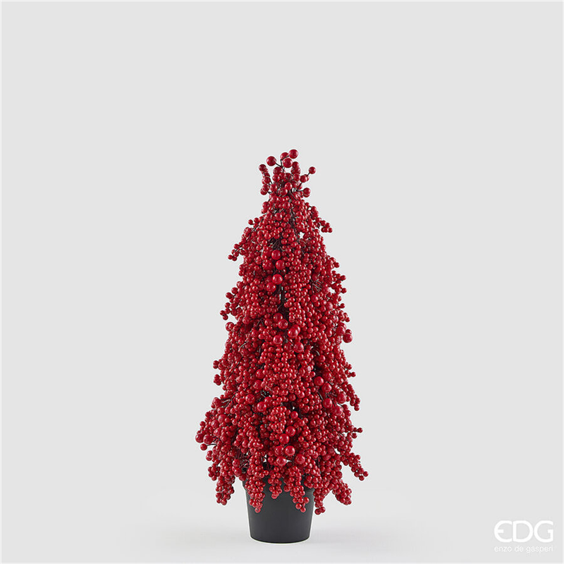 Albero Vaso Cono Con Bacche Red H74cm — immagine 2