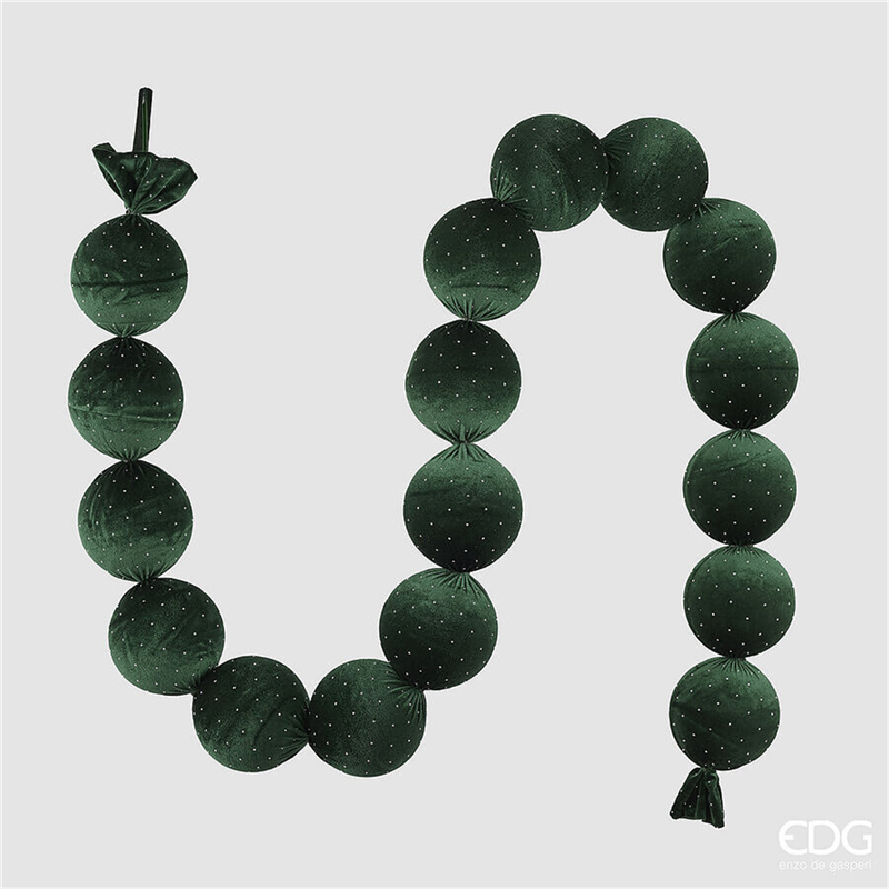 Ghirlanda Sfere Tessuto Strass X17 L180cm Dark Green — immagine 2