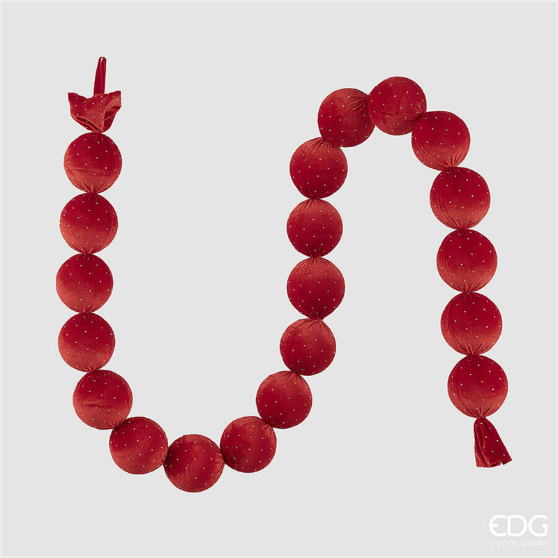 Ghirlanda Sfere Tessuto Strass X20 L180cm Red — immagine 2