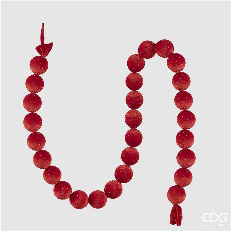Ghirlanda Sfere Tessuto Strass X28 L180cm Red — immagine 2