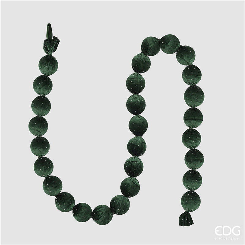 Ghirlanda Sfere Tessuto Strass X28 L180cm Dark Green — immagine 2