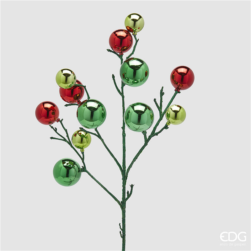 Ramo Palline Mix X12 H53cm Red Green — immagine 2