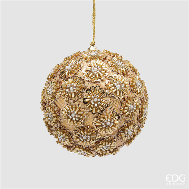Sfera D10cm Flower Perline Gold White — immagine 2