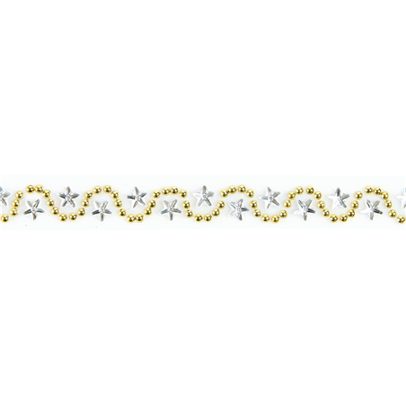 Tape Pearls Gems 1.9x5cm   Stelline Gold Silver