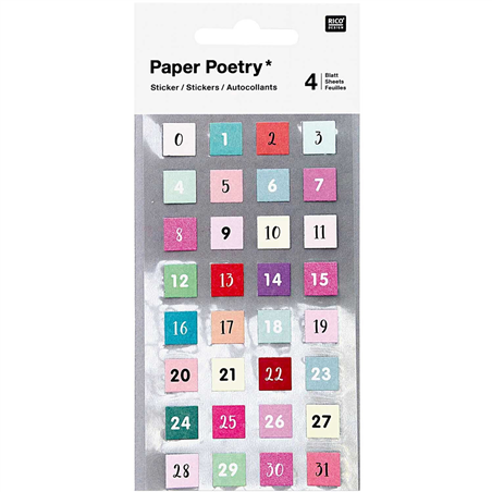 Stickers Numbers 0/31 Fsc Mix 4 Sheets