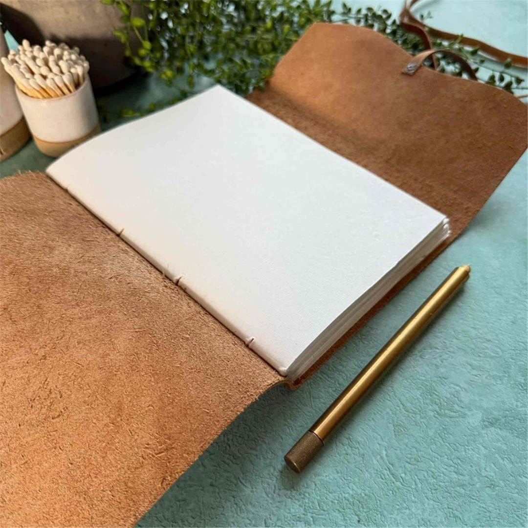 Taccuino A5 Pelle Verticale 100pag Eco Marrone Cuoio — immagine 2