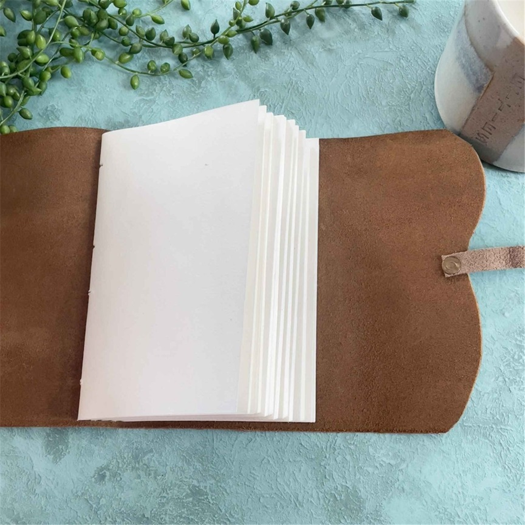 Taccuino A6 Pelle Verticale 80 Pagine Eco Marrone Tan — immagine 2