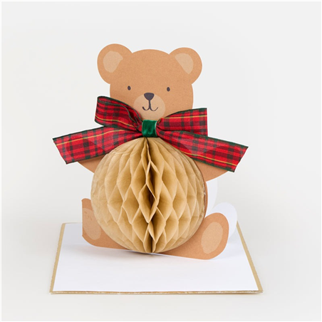 Biglietto Auguri Garland  Natale Teddy Bear