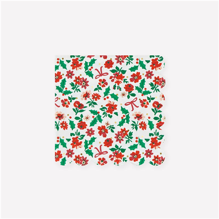 Tovagliolo Carta 16,5x16,5cm Natale 16pz Meri Holly Ditsy