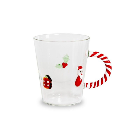 Tazza Vetro Con Decoro Natale 425ml H11cm Babbo Natale