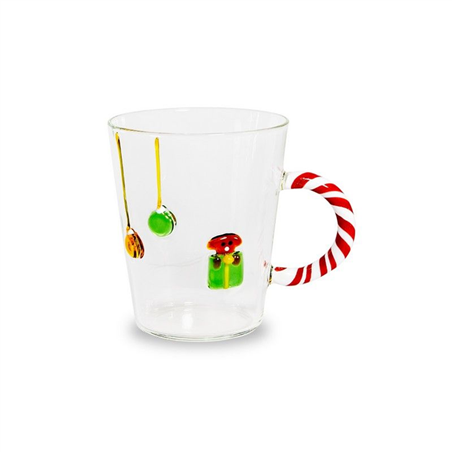 Tazza Vetro Con Decoro Natale 425ml H11cm Cane