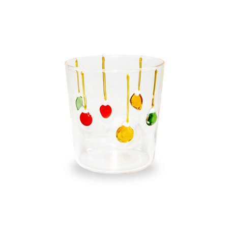 Bicchiere Vetro  Con Deco 250ml H9cm Natale Palline Natalizie