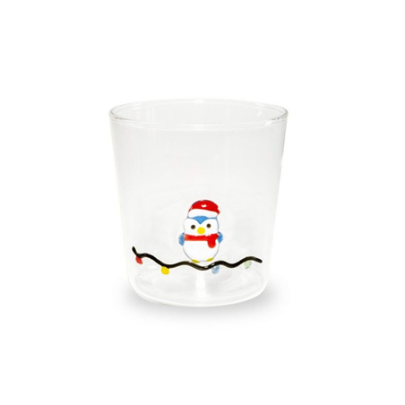 Bicchiere Vetro  Con Deco 250ml H9cm Natale Pinguino