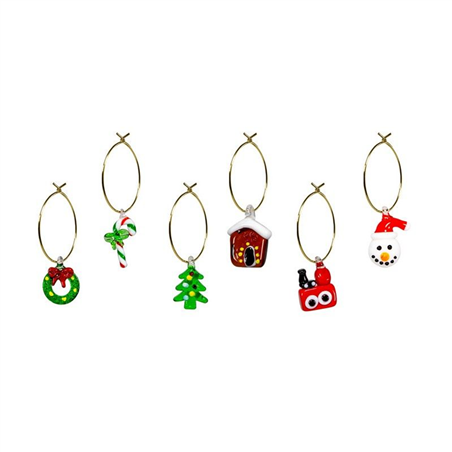 Set 6 Anellini Segnaposto Vetro Natale Icone Di Natale