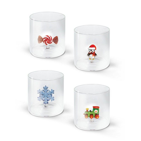 Bicchiere Vetro Con Decoro 250ml H8cm Natale Icone 6