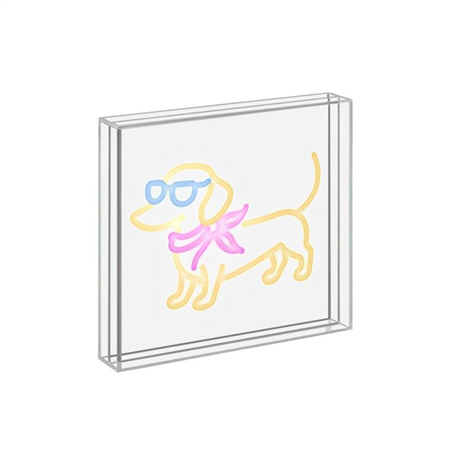 Insegna Neon Con Cornice Plexiglass 23x23cm Bassotto