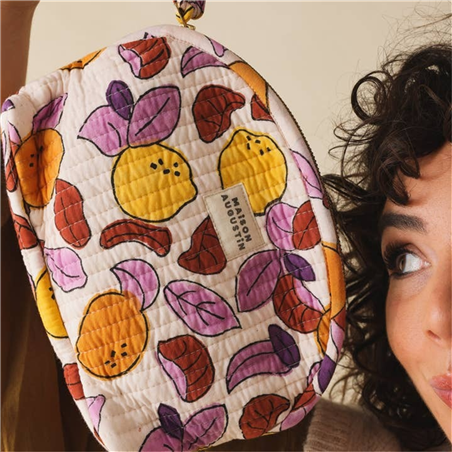Trousse Makeup 100% Cotone 25cm X19cm Zip Pomelo Lilla
