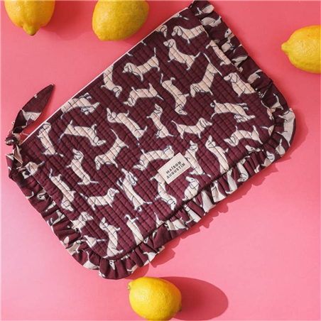 Pochette Grande 100% Cotone 28.5x18.5cm Bassotto Prugna