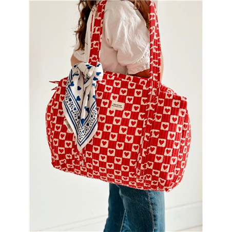 Borsa Weekend 100%cotone 45x30x18cm Cuore Rubino