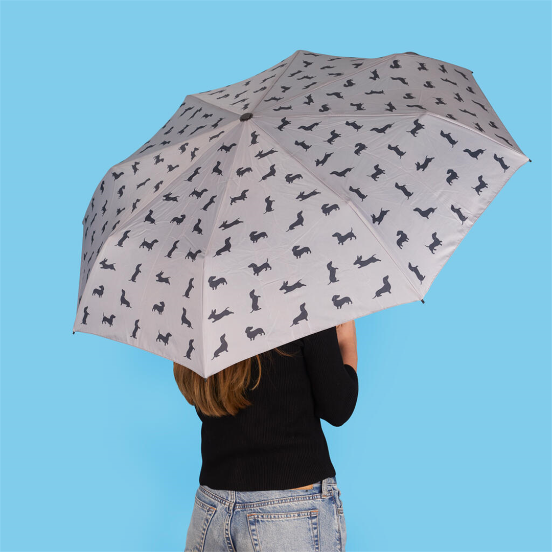 Ombrello Bassotto Natale Grigio — immagine 2