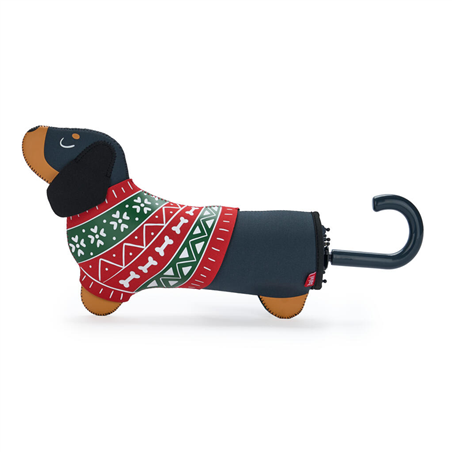 Ombrello Bassotto Natale Nero