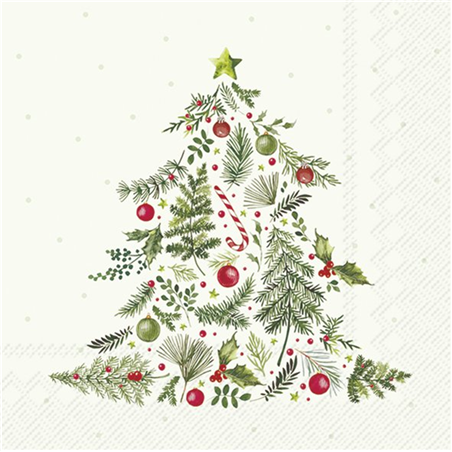 Tovagliolo Natale 33x33 Christmas Branches Tree Light