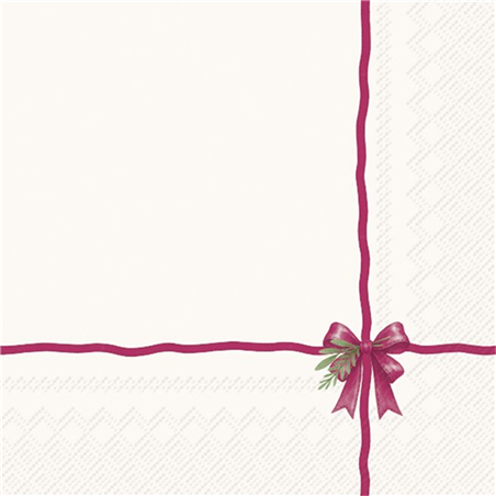 Tovagliolo Natale 33x33 Tiny Present Bow Cream