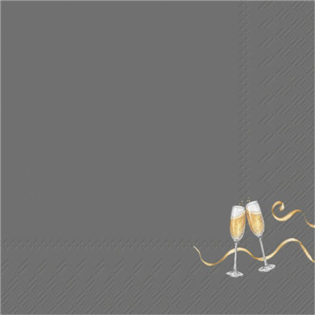 Tovagliolo Natale 33x33 Tiny Champagne Glass Grey