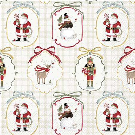 Tovagliolo Natale 33x33 Frosty Cameos Green