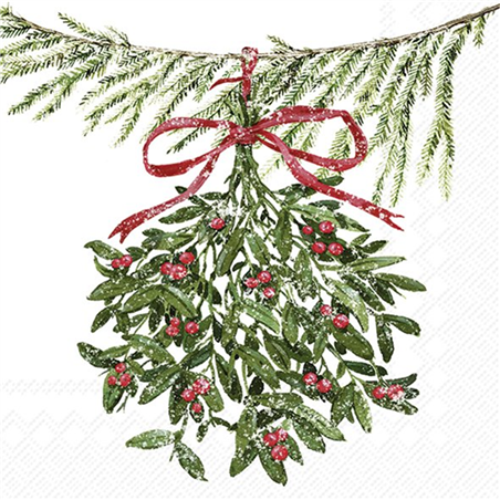 Tovagliolo Natale 33x33 Mistletoe Swag Cream