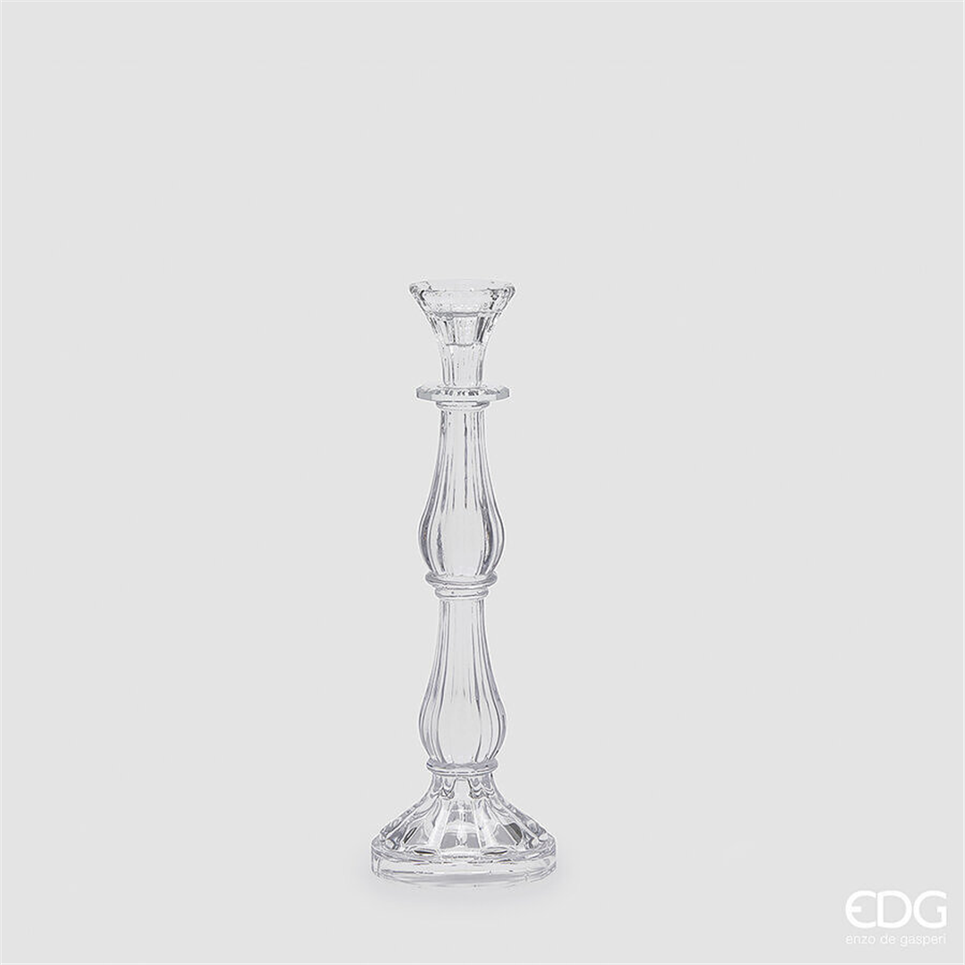 Portacandela Crystal Sinuoso H31cm D10cm Trasparente