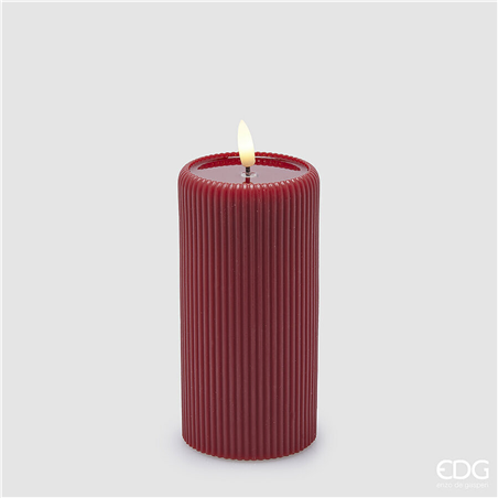 Candela Led Lounge Moccolo H15cm D7.5cm Red -A Batteria Con Telecomando