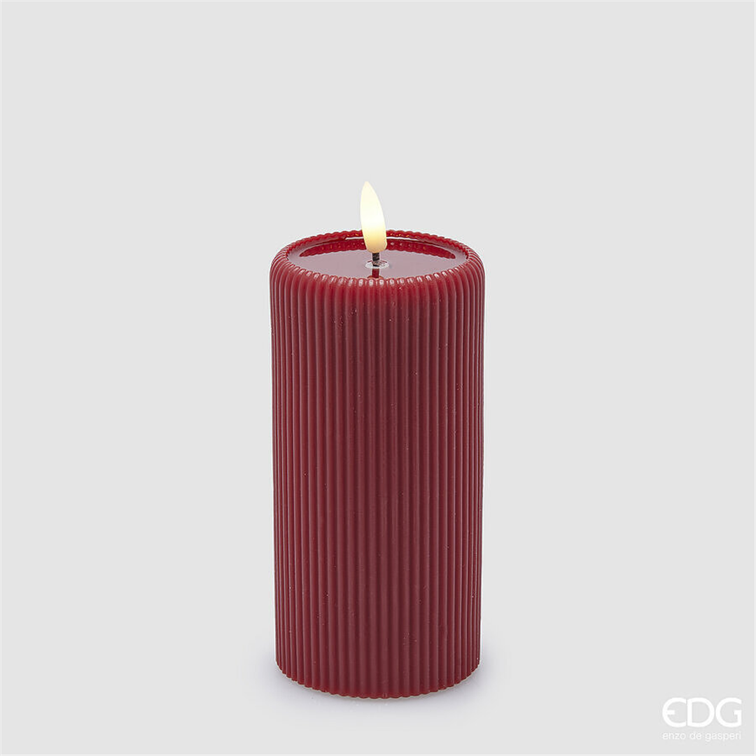 Candela Led Lounge Moccolo H15cm D7.5cm Red -A Batteria Con Telecomando