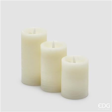Candela Led Soffio H15cm D7.5cm 3pz Ivory-A Batteria Da Interno