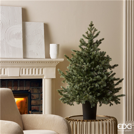 Albero Pino Argentato Con Vaso H120cm D99cm
