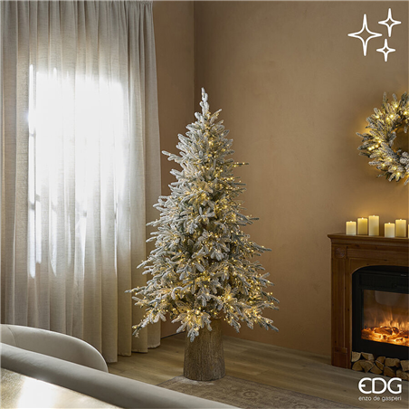 Albero  Cortina Innevato H180cm 1800led D125c Accensione Con Bacchetta Magica Bianco 2 Toni