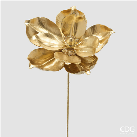 Magnolia Glossy Con Ramo H65cm D25cm Gold