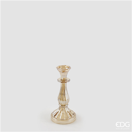 Portacandela Vetro Crystal Sinuoso H21 D10 Amber