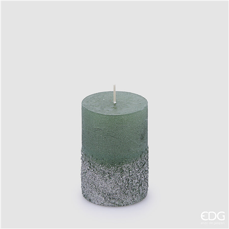 Candela Moccolo Rustico Glitter H10cm D7cm Green