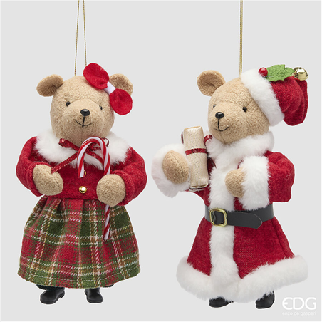 Ornamento Orsetto/a Peluche Xmas H20cm Green Red
