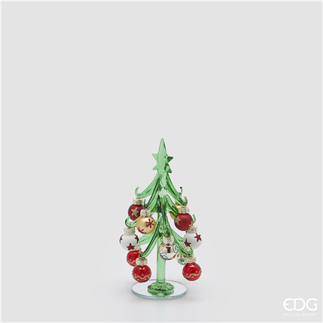 Albero Vetro Con Sfere Decorative H16 D7,5 Green Red