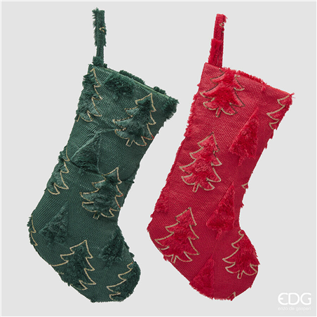 Calza Della Befana Alberi Rilievo H51cm Green/red