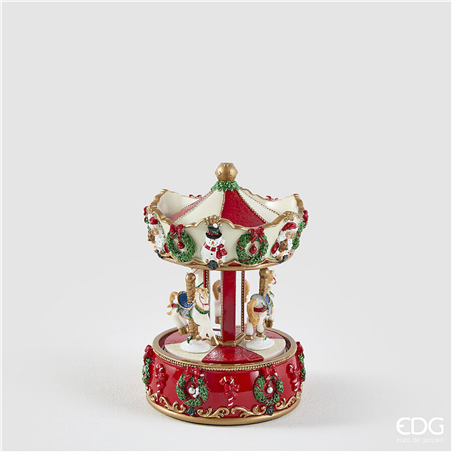 Carillon Giostra Dei Cavalli H17cm D12,5cm White Red