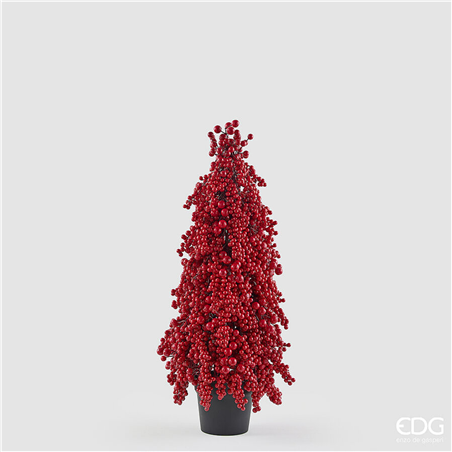 Albero Vaso Cono Con Bacche Red H74cm