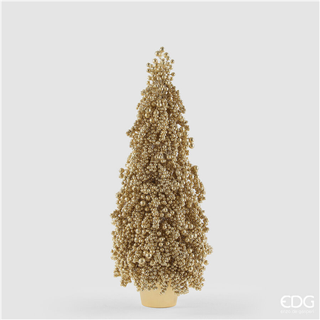 Albero Vaso Cono Con Bacche H91cm Gold