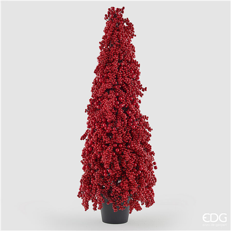 Albero Vaso Cono Con Bacche Red H122cm