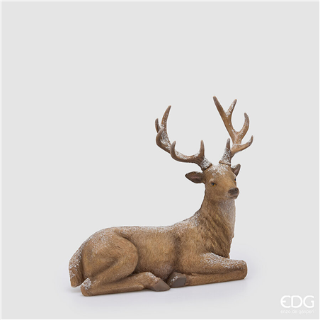 Renna Resina Decorativa Stesa H36cm L42cm Brown