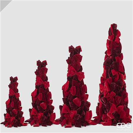 Albero Cono Fiocchi Tessuto H80cm D30cm Red Mix
